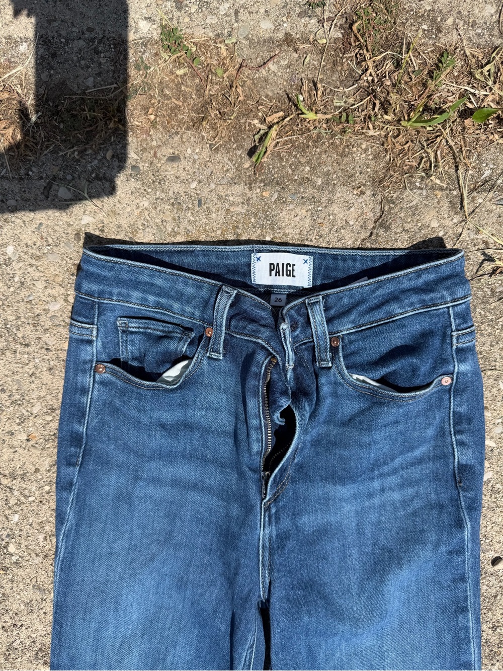 PAIGE High Rise Dark Blue Denim Jeans